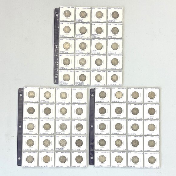 Every Year Set + of 60 Canadian Maple Boughs 1870 to 1936 Silver 25¢ Coins! - Picture 1 of 16
